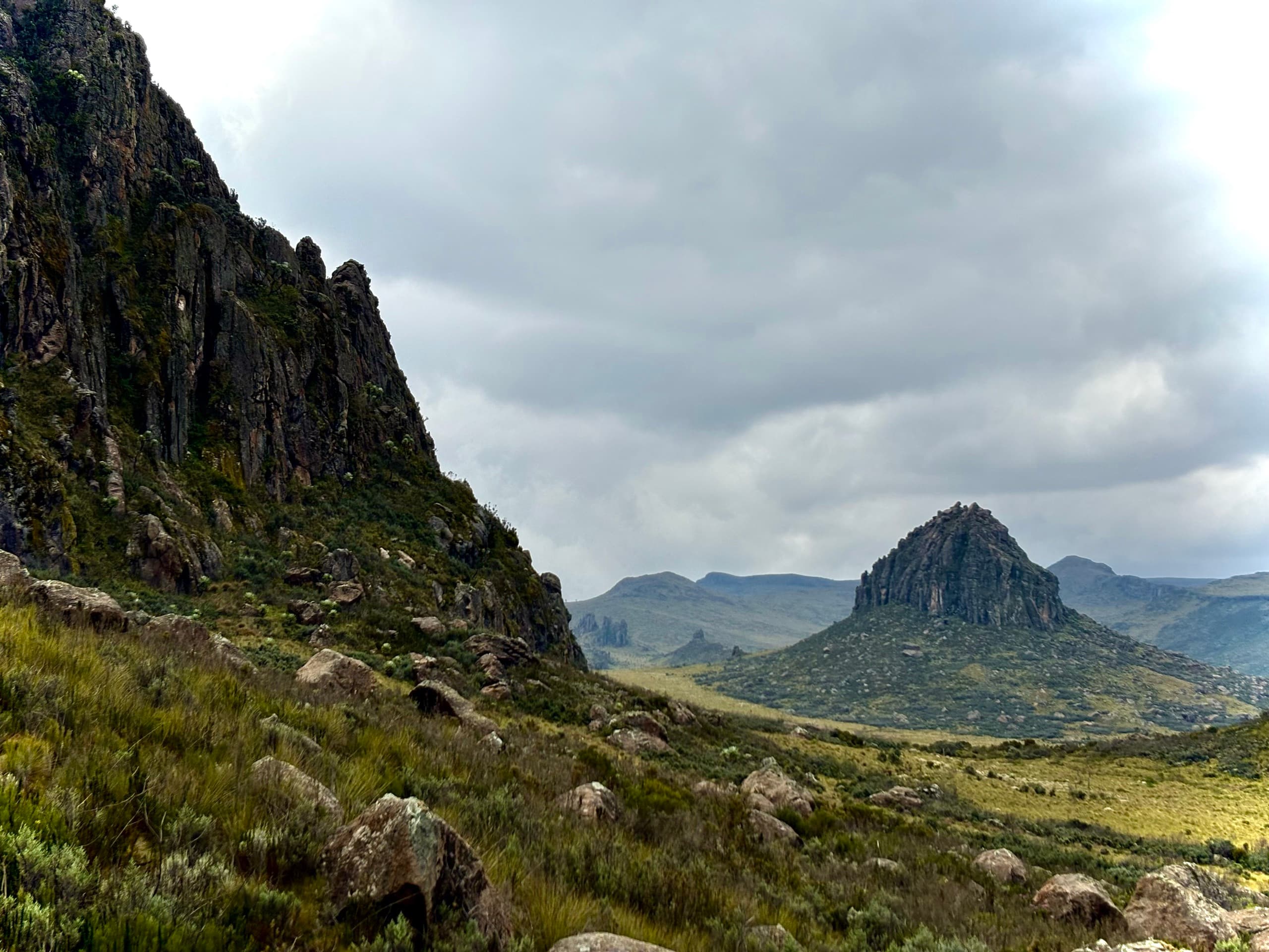 Crags and rock peaks on the Mt Kenya moorland